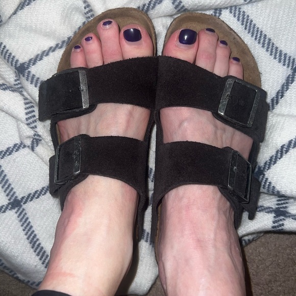 Birkenstock Arizona Gray Suede Sandals EUC US SZ 7.5/8 - Picture 3 of 4